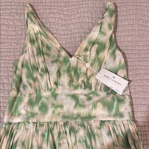 Rebecca Moses Green and Cream 100% Cotton Dress